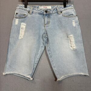 ONeill Jean Shorts 3 Light Wash Denim Distressed Frayed Hem Y2K Surf Casual Core